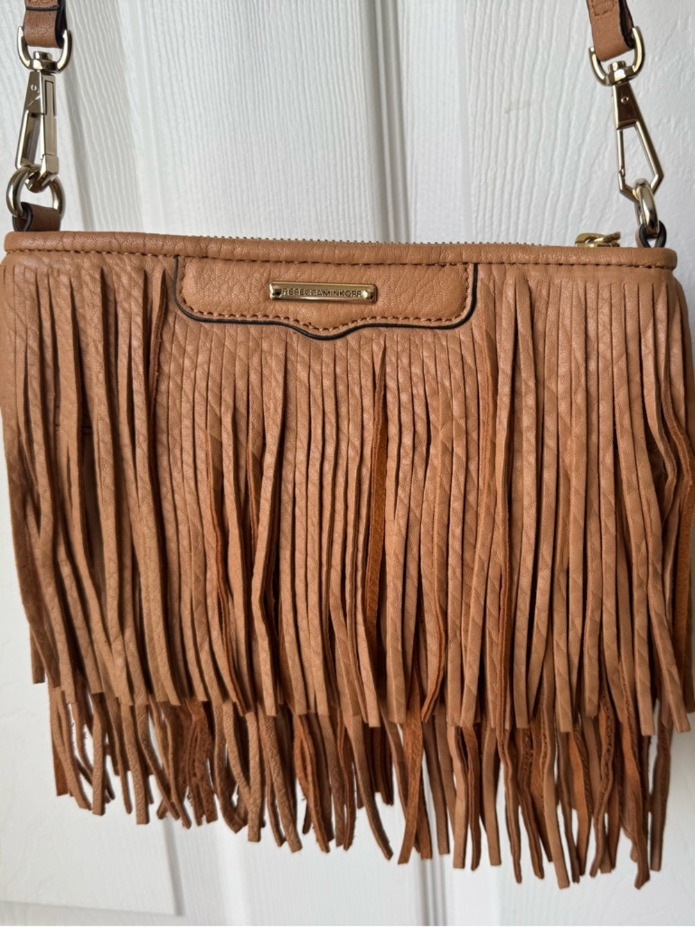 Rebecca Minkoff Tan Leather Fringe Crossbody Bag NWT Boho Western